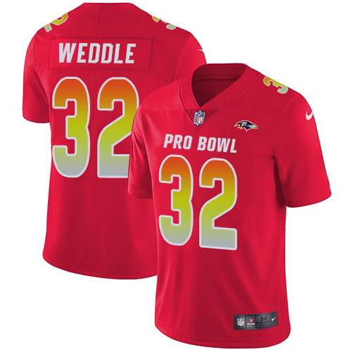 Nike Ravens #32 Eric Weddle Red Men's Stitched NFL Limited AFC 2018 Pro Bowl Jersey - Click Image to Close